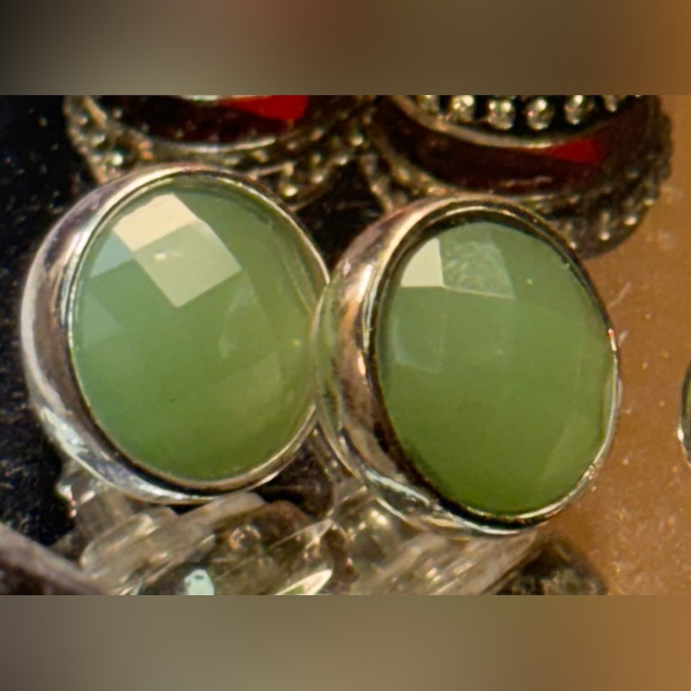Napier Lime Green and Silver Stud Earrings
